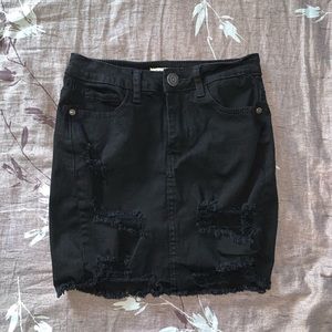 Black distressed Jean Skirt